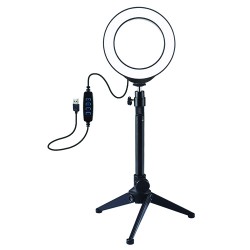 LED Ring Lamp 12cm With Desktop Tripod Mount Up to 24.5cm, USB