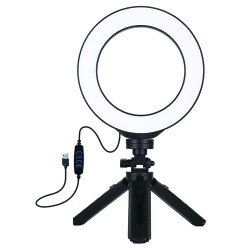 LED Ring Lamp 16cm With Pocket Tripod Mount 12-14.5cm, USB