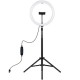 LED Ring Lamp 30cm with Tripod Mount Up To 1.65m, phone clamp, USB