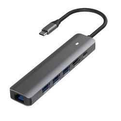 Adapter USB Type-C - HDMI, LAN, 3x USB 3.0 Type-A, USB Type-C PD100W