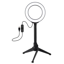 LED Ring Lamp 12cm with Desktop Tripod Mount up to 21.8cm, USB