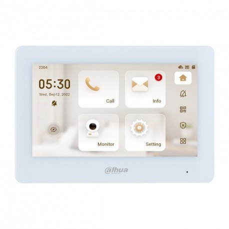 IP domofono monitorius 7 col. Wi-Fi,1024x600,Micro SD kortelės prievadas,PoE(802.3af) baltas, SIP