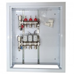 Heating Manifold 3 Loops with Thermal Actuators NC AC230V and Flow Meters