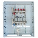 Grindinio šildymo kolektorius 4 kontūrų su terminėmis pavaromis NC AC230V ir debitomačiais
