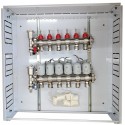 Grindinio šildymo kolektorius 6 kontūrų su terminėmis pavaromis NC AC230V ir debitomačiais