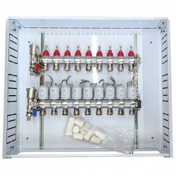 Heating Manifold 9 Loops with Thermal Actuators NC AC230V and Flow Meters