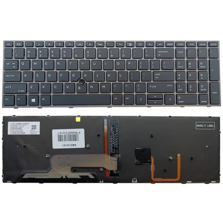 Klaviatūra HP ZBook 15 G5, G6, ZBook 17 G5, G6, su pašvietimu ir „trackpoint“