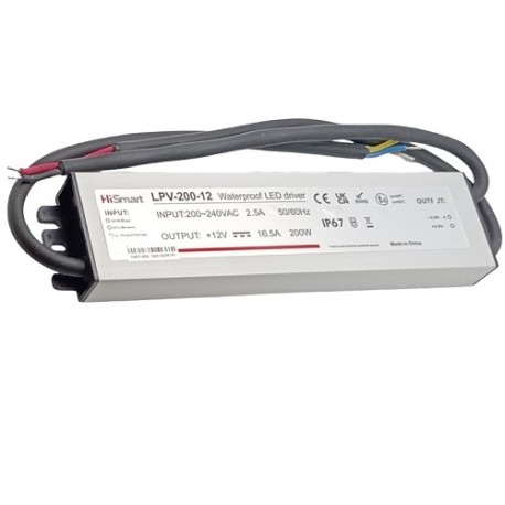 Maitinimo šaltinis 12V, 16.5A, 200W, IP67