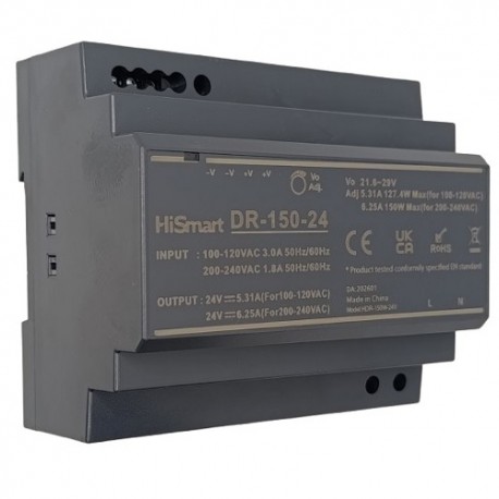 Maitinimo šaltinis 24V, 6.25A, 150W, DIN