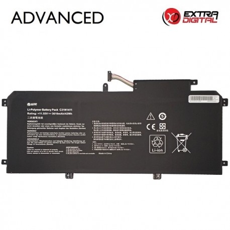 Nešiojamo kompiuterio baterija ASUS C31N1411, 3610mA, Extra Digital Advanced