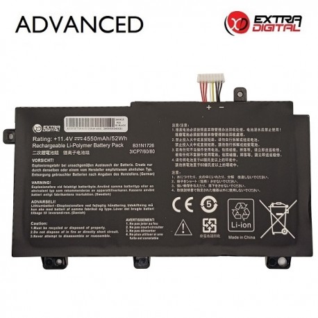Nešiojamo kompiuterio baterija ASUS B31N1726, 4550mAh, Extra Digital Advanced