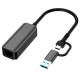 Adapteris USB3.0 A/ USB-C - RJ45, 1000Mbps, 0.15m